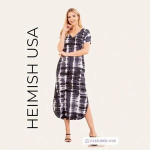 0441W. HEIMISH USA‎ TIEDYE MAXI LENGTH DRESS SIZE SMALL ROUND BOTTOM WITH SLITS